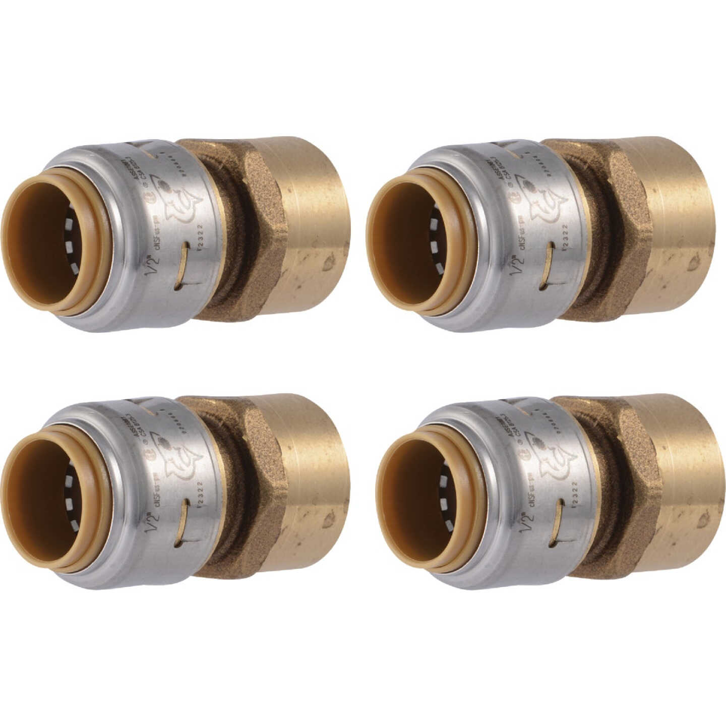 SharkBite 1/2 In. x 1/2 In. FNPT Straight Brass Push-to-Connect Female Adapter (4-Pack) Image 1