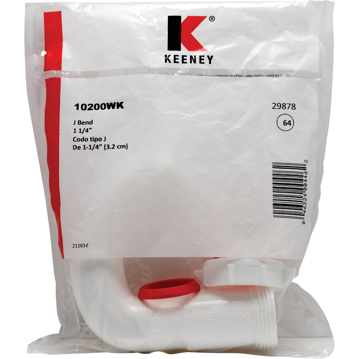 Keeney 1-1/4" White Plastic J-Bend, Heavy Duty Washer Image 3