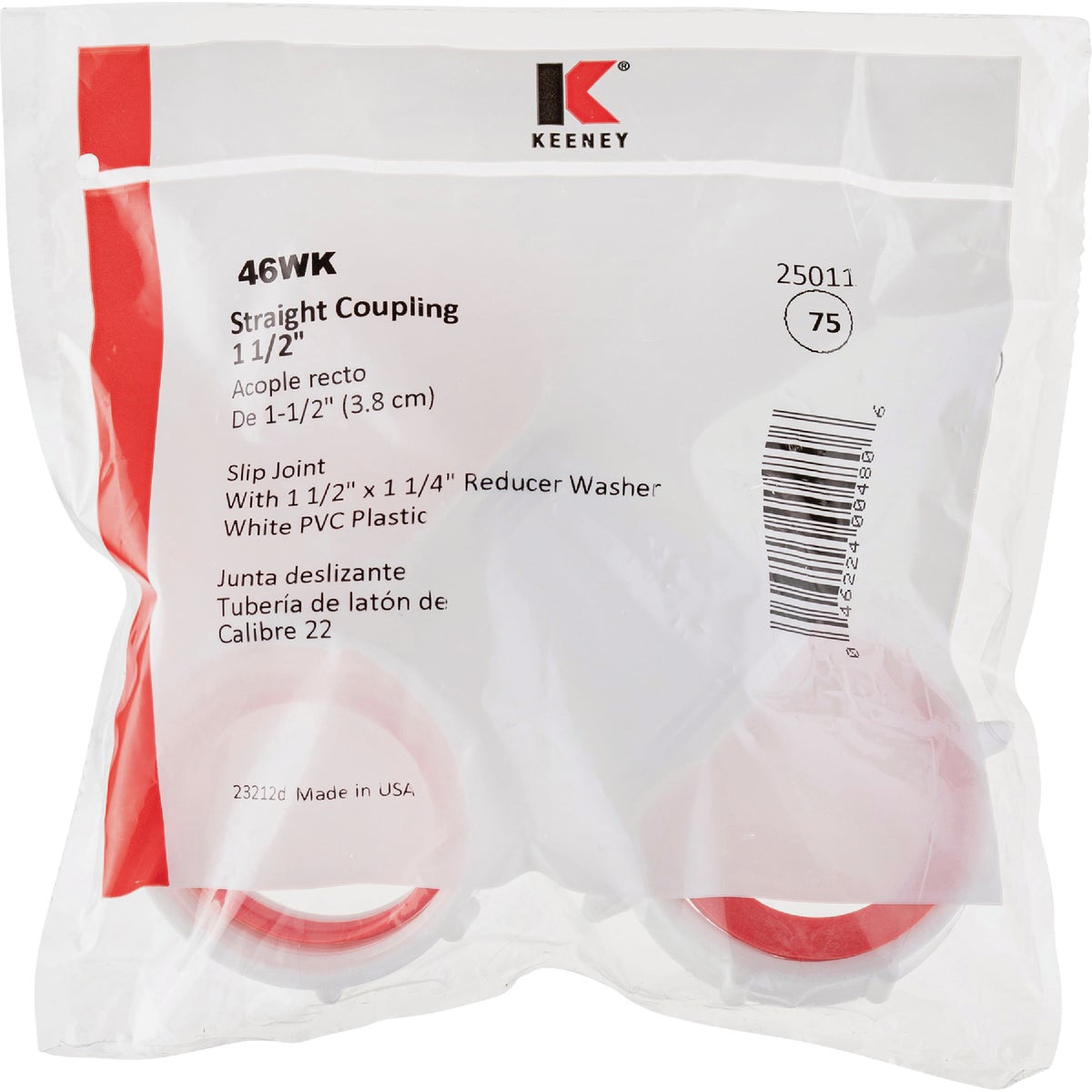 Keeney 1-1/2 In. White Polypropylene Straight Extension Coupling Image 3