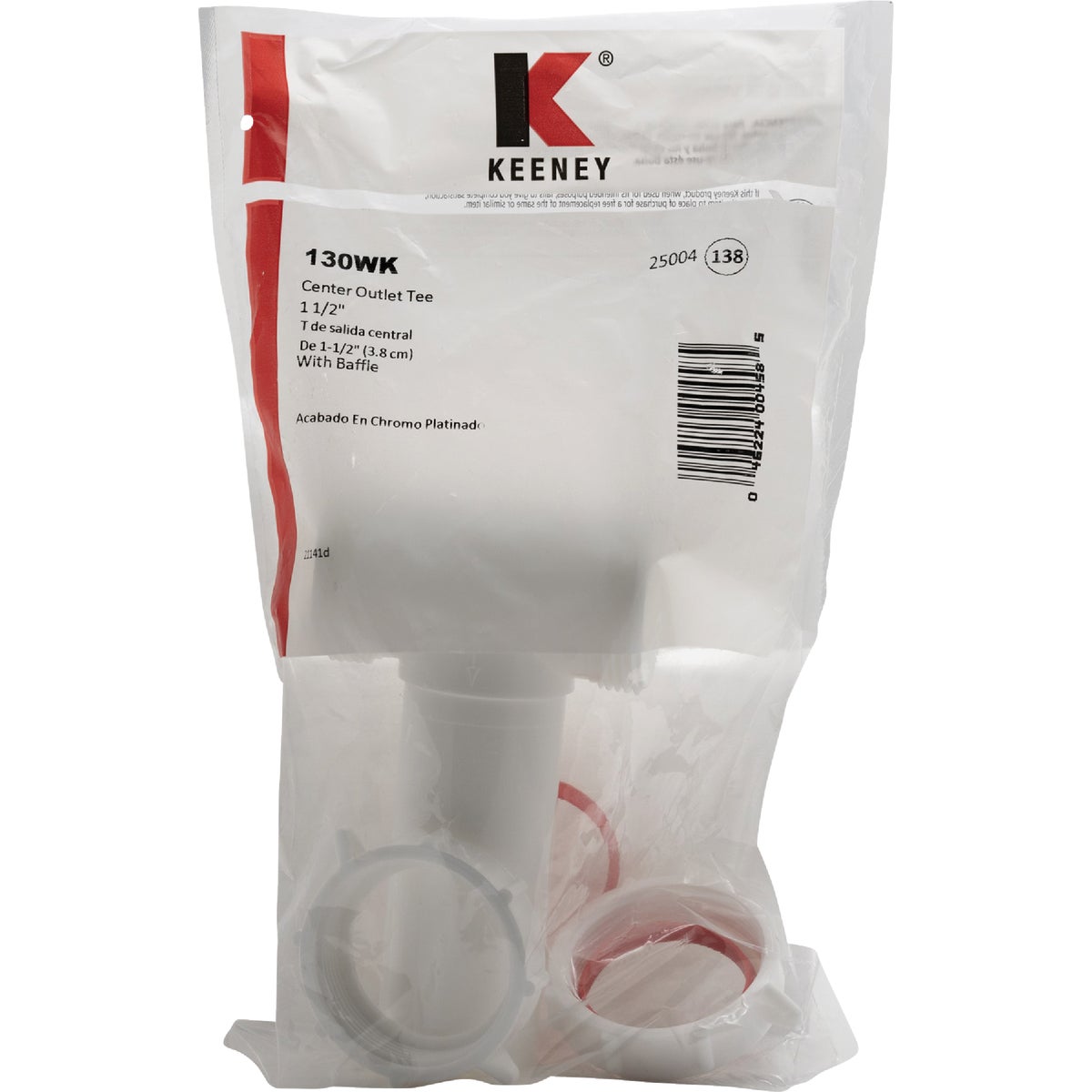 Keeney 1-1/2 In. White Polypropylene Center Outlet Tee