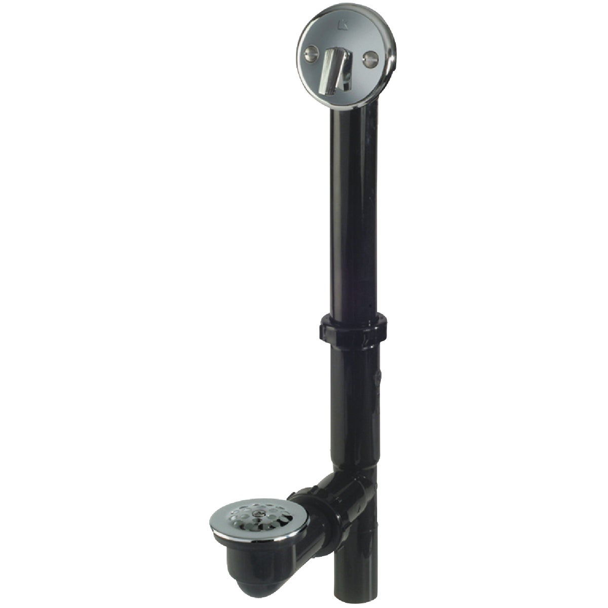 Keeney Black Plastic Trip Lever Bath Drain with Polished Chrome Trim and Strainer & Dome Grid Image 6