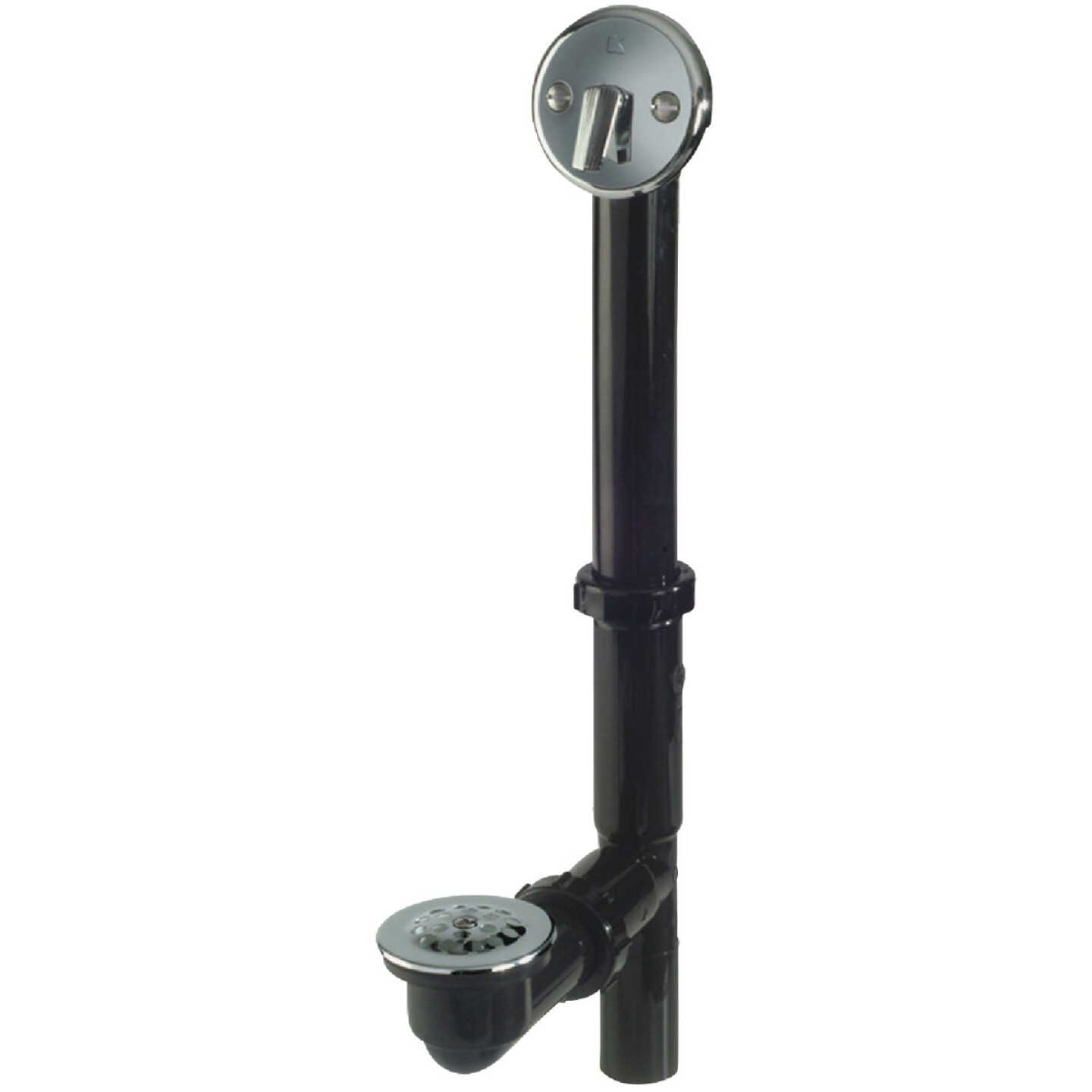 Keeney Black Plastic Trip Lever Bath Drain with Polished Chrome Trim and Strainer & Dome Grid Image 6