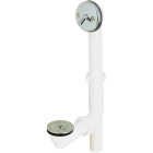 Keeney White Plastic Trip Lever Bath Drain with Polished Chrome Trim and Strainer & Dome Grid Image 1
