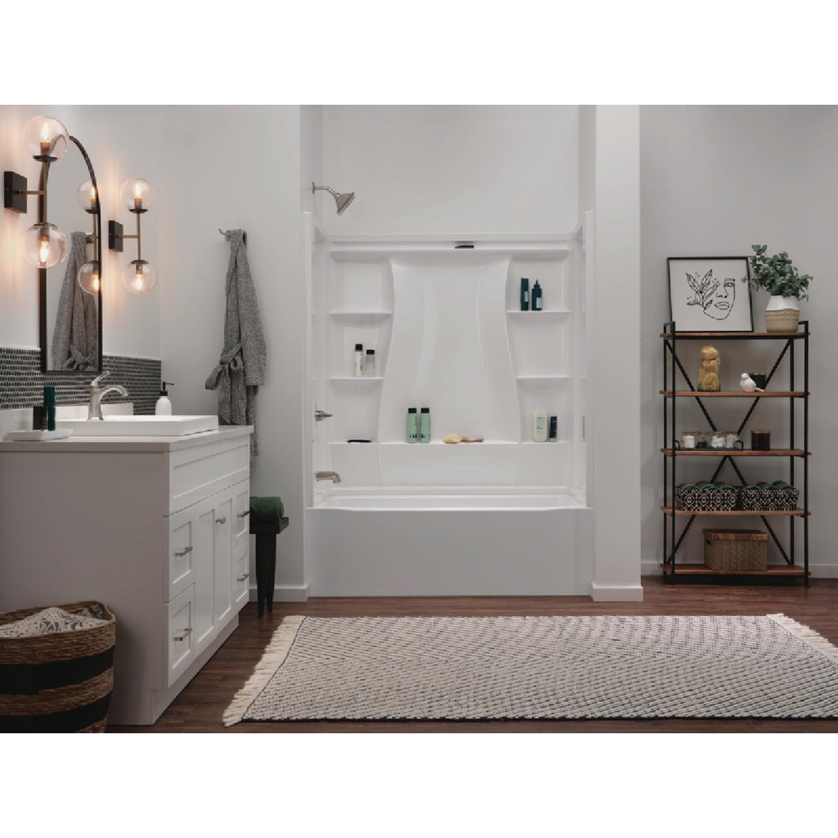 Delta Classic 500 60 In. L x 30 In. W x 61-1/4 In. H Alcove Tub Surround Kit, White (3-Piece) Image 3