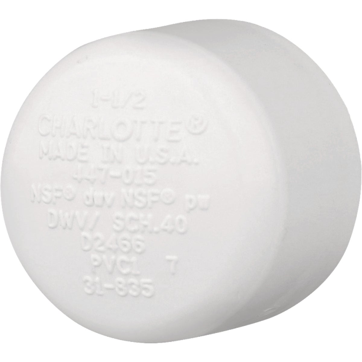 Charlotte Pipe 1-1/2 In. Solvent Weld PVC DWV Schedule 40 Cap Image 1