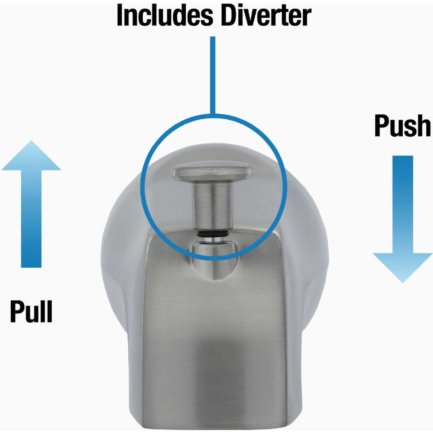 Danco 5 In. Brushed Nickel Bathtub Spout with Diverter Image 4