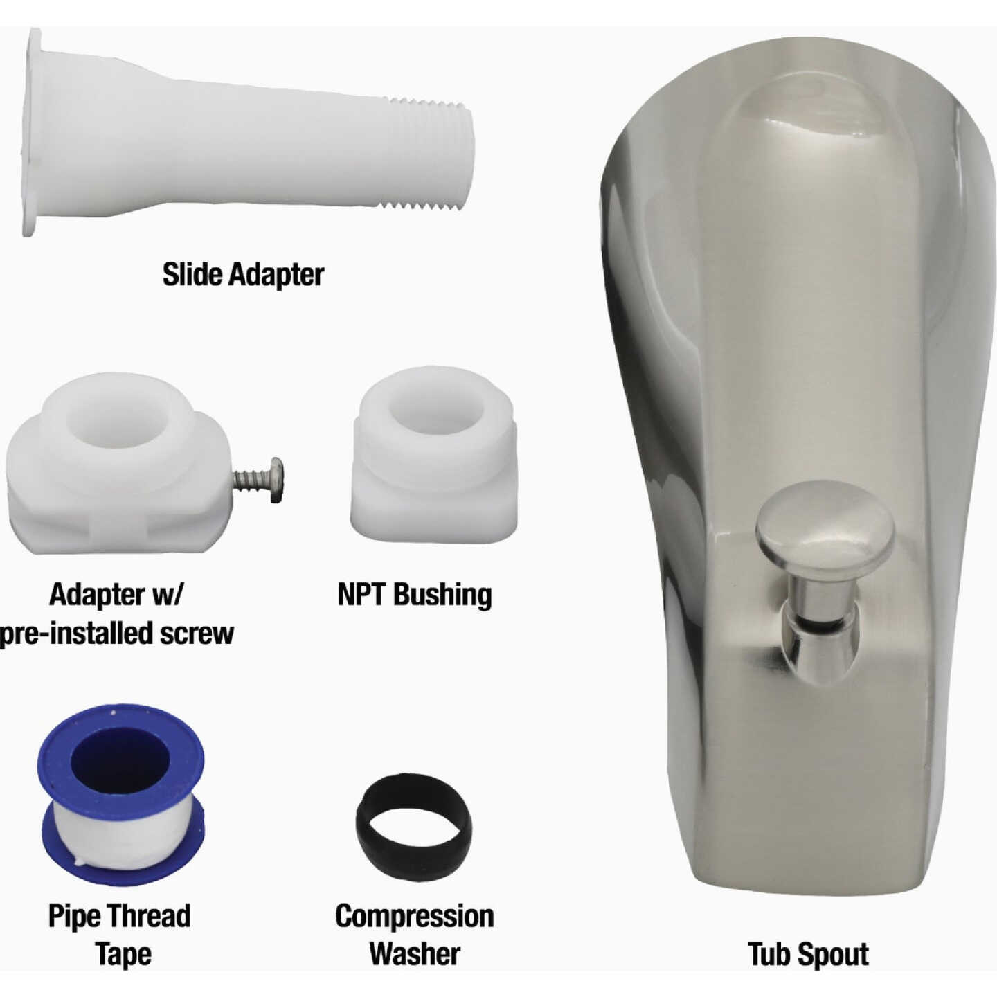 Danco 5 In. Brushed Nickel Bathtub Spout with Diverter Image 5