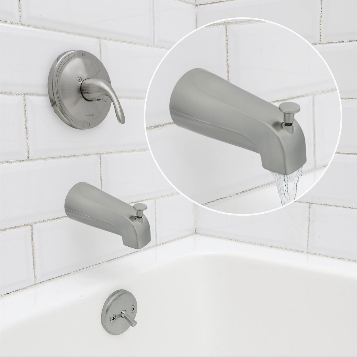 Danco 5 In. Brushed Nickel Bathtub Spout with Diverter Image 7