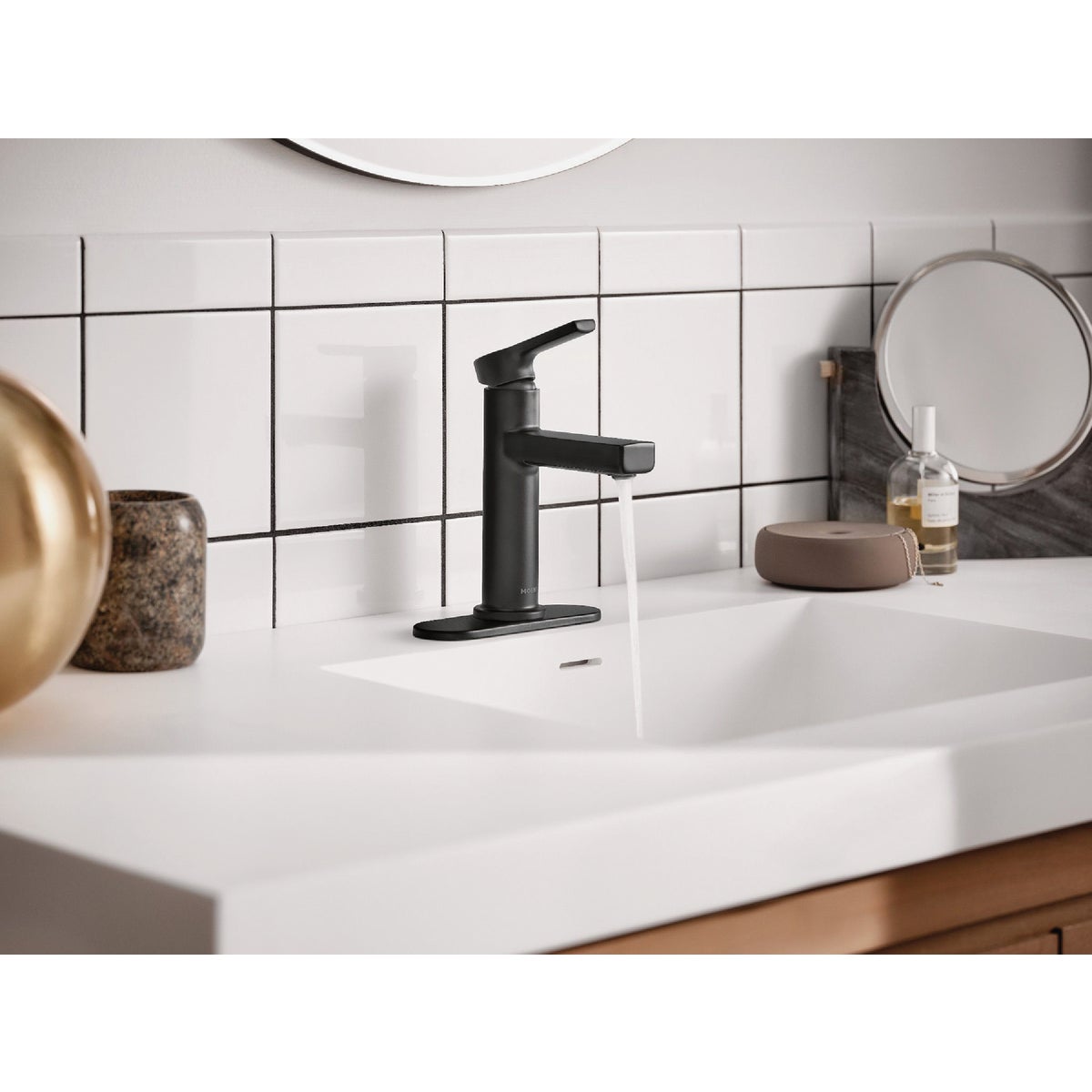 Moen Rinza 1-Handle Lever Centerset Bathroom Faucet, Matte Black Image 2
