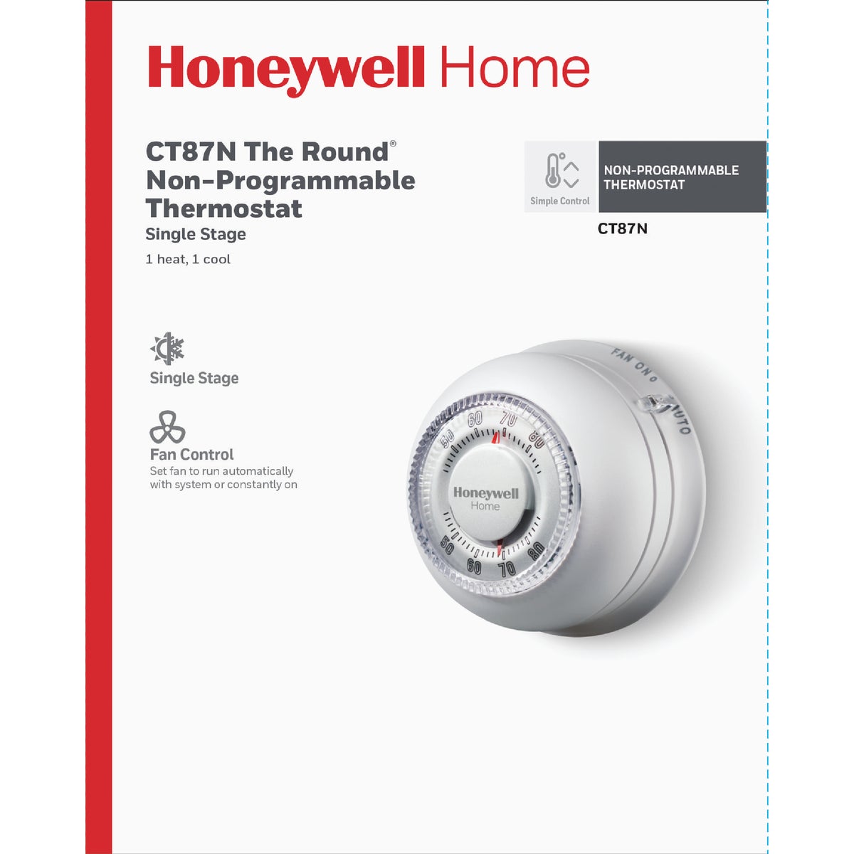 Honeywell Home Heat or Cool Off White Round Wall Thermostat Image 2
