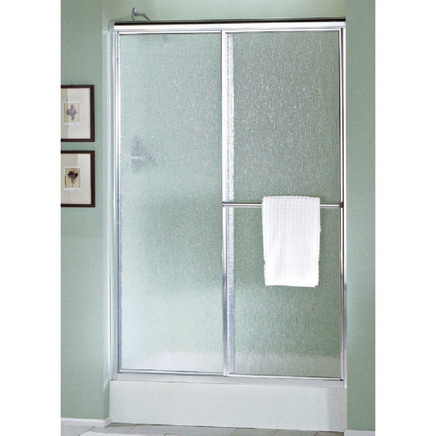 Sterling Deluxe 48-7/8 In. W. X 70 In. H. Chrome Rain Glass Sliding Shower Door Image 1