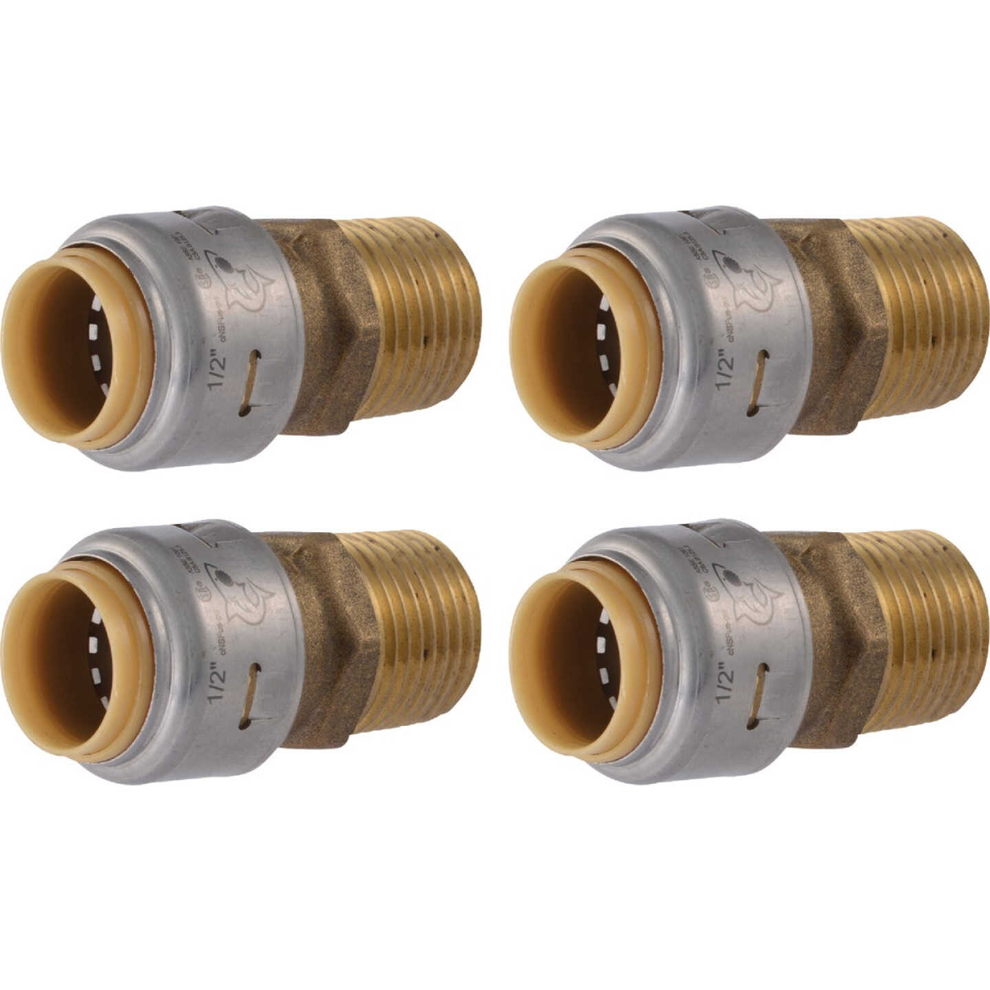 SharkBite 1/2 In. x 1/2 In. MNPT Straight Brass Push-to-Connect Male Adapter (4-Pack) Image 1
