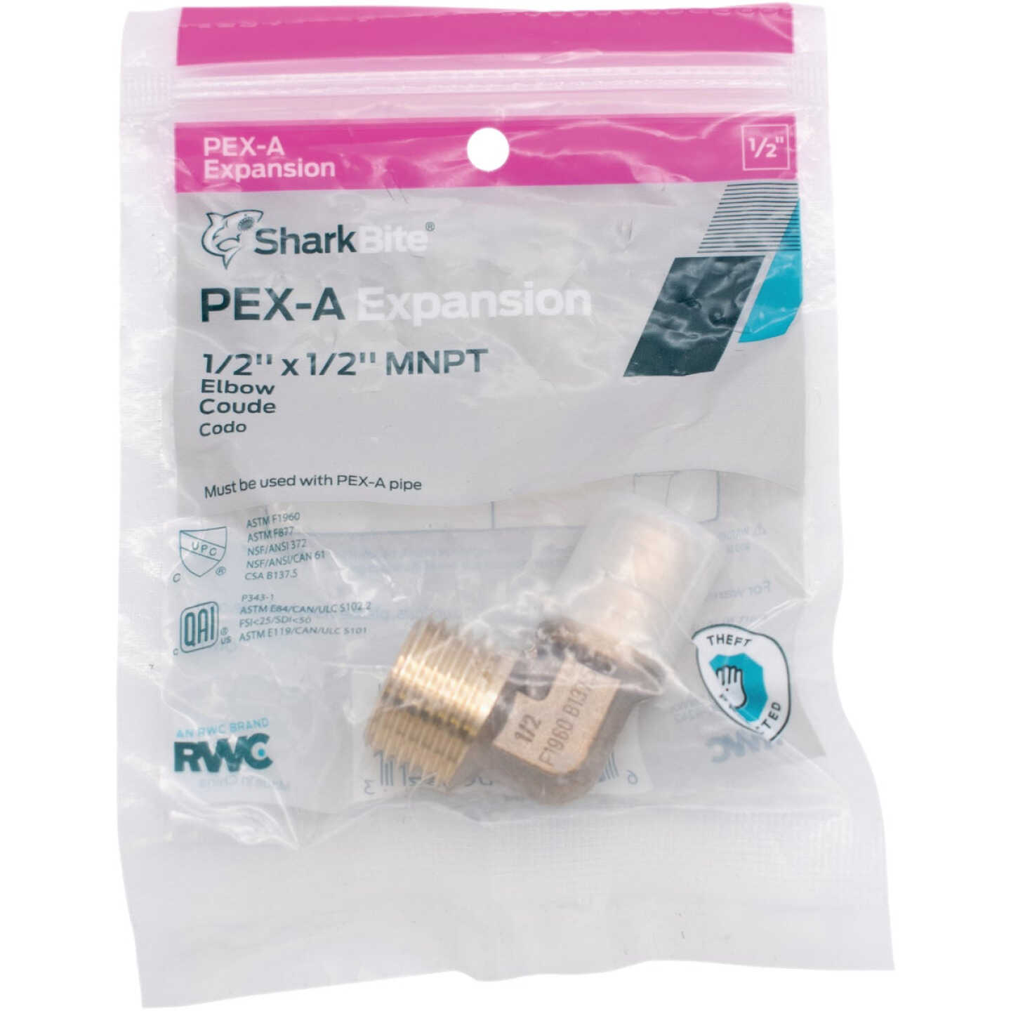 SharkBite PEX-A Brass 1/2 In. x 1/2 In. MNPT Elbow Image 2