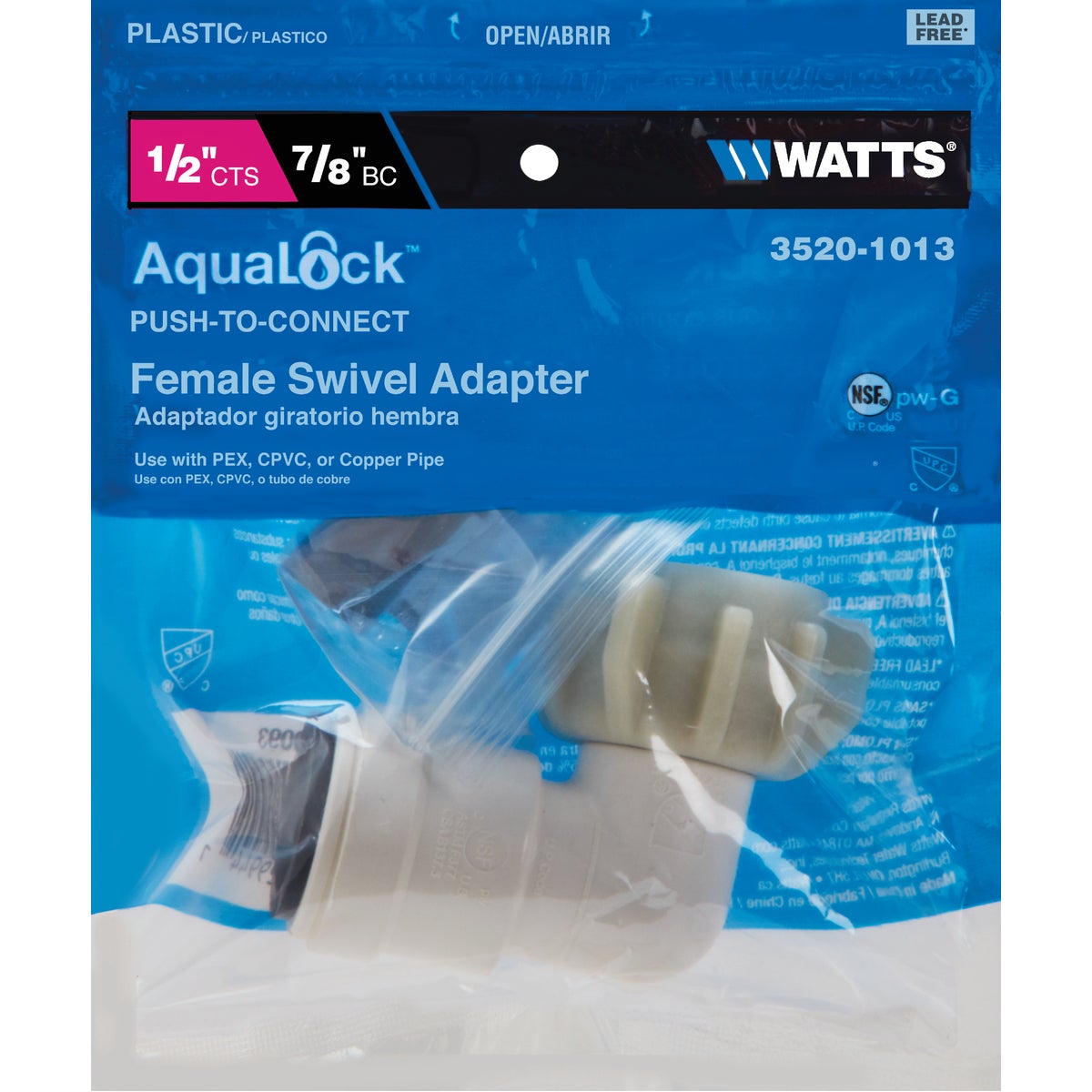 Watts 1/2 In. CTS x 7/8 In. BC 90 Deg. Quick Connect Plastic Elbow (1/4 Bend) Image 2