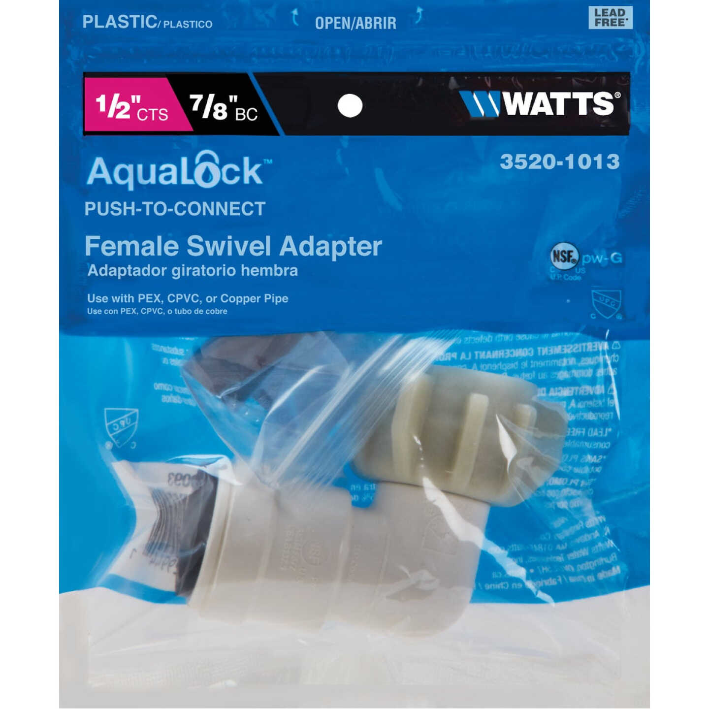 Watts 1/2 In. CTS x 7/8 In. BC 90 Deg. Quick Connect Plastic Elbow (1/4 Bend) Image 2