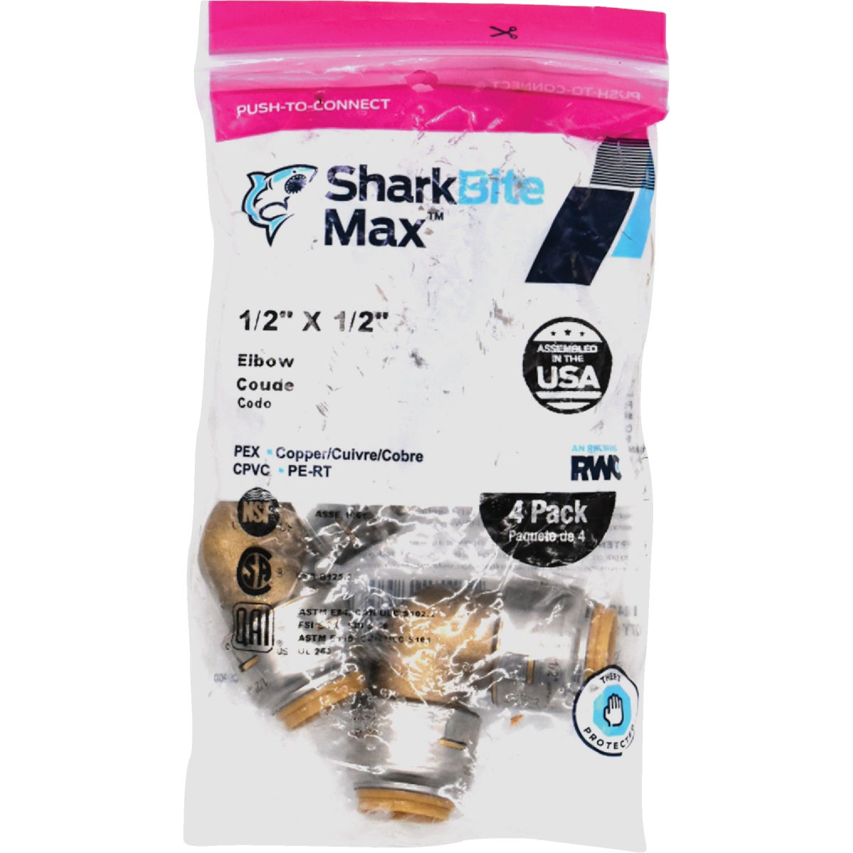 SharkBite 1/2 In. x 1/2 In. 90 Deg. Push-to-Connect Brass Elbow  (1/4 Bend) (4-Pack) Image 5
