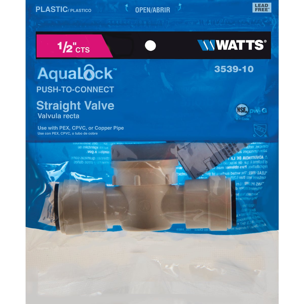 Watts 1/2 In. CTS X 1/2 In. QC Plastic Push Valve Image 2