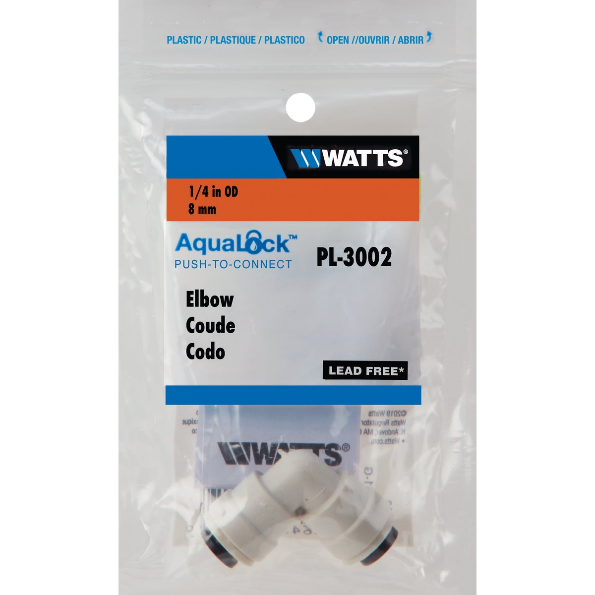 Watts Aqualock 1/4 In. x 1/4 In. Push-to-Connect Plastic Coupling Image 2