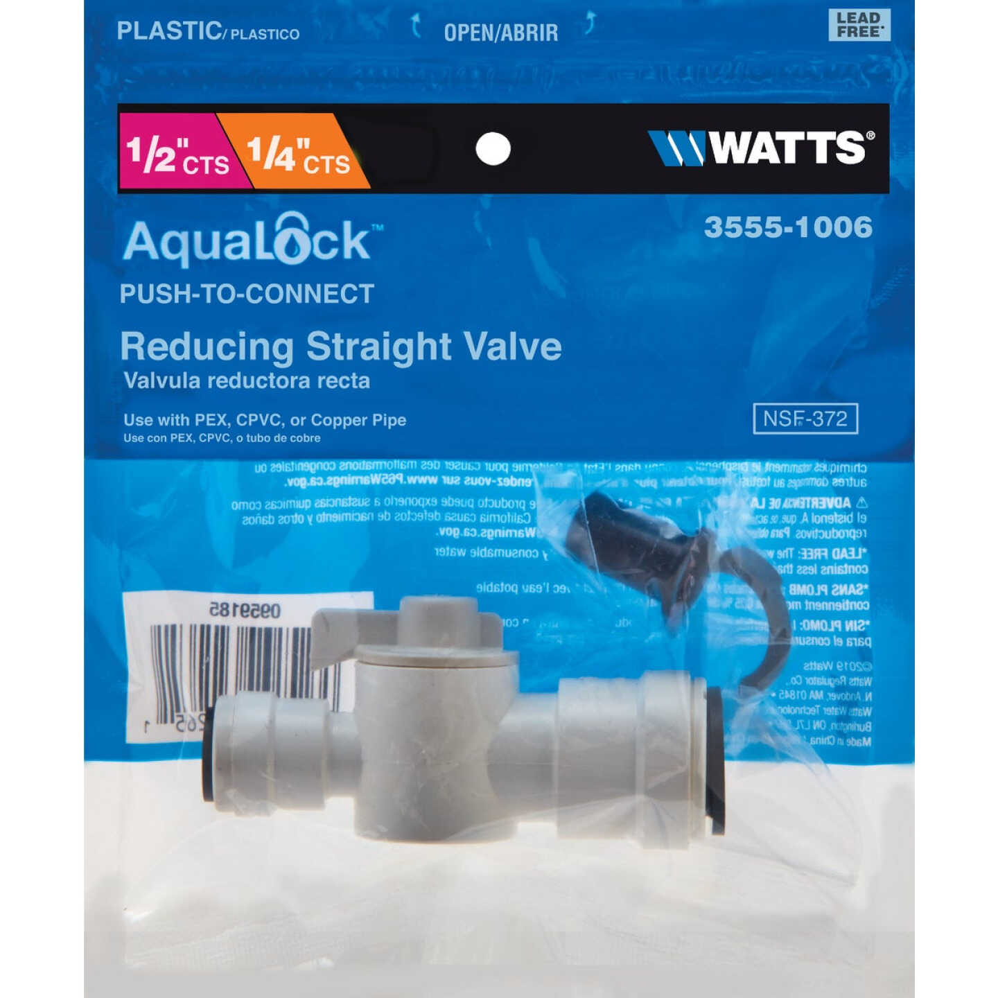 Watts 1/4 In. CTS X 1/2 In. QC Plastic Plastic Push Valve Image 2