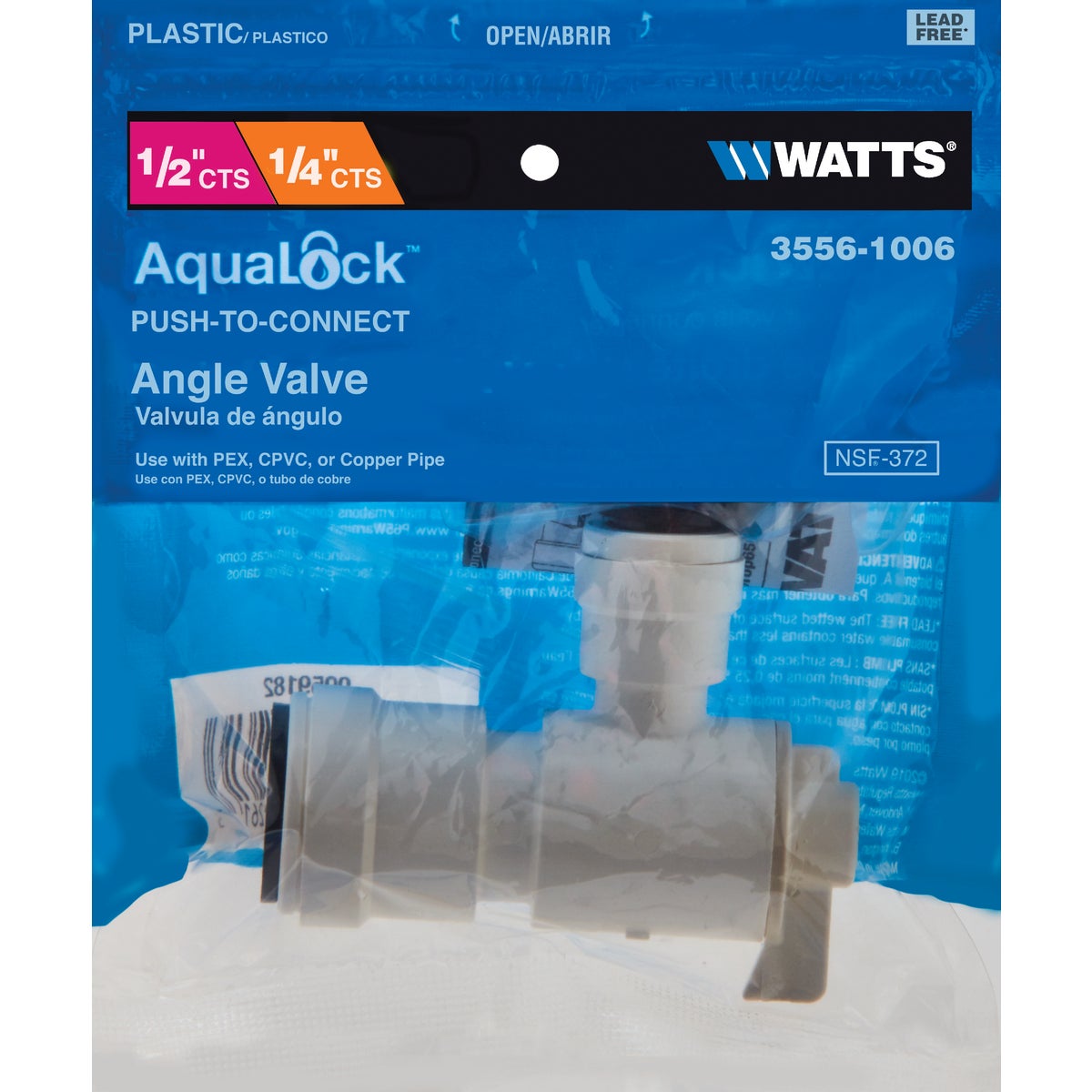 Watts 1/2 In. CTS X 1/4 In. CTS Quick Connect Stop Angle Valve Image 2