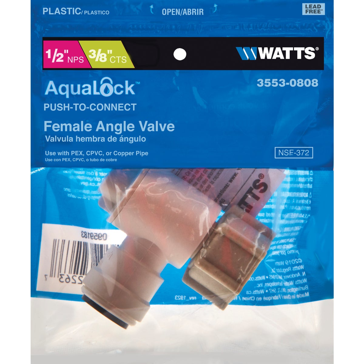 Watts 1/2 In. FPT X 3/8 In. CTS Quick Connect Stop Angle Valve Image 2