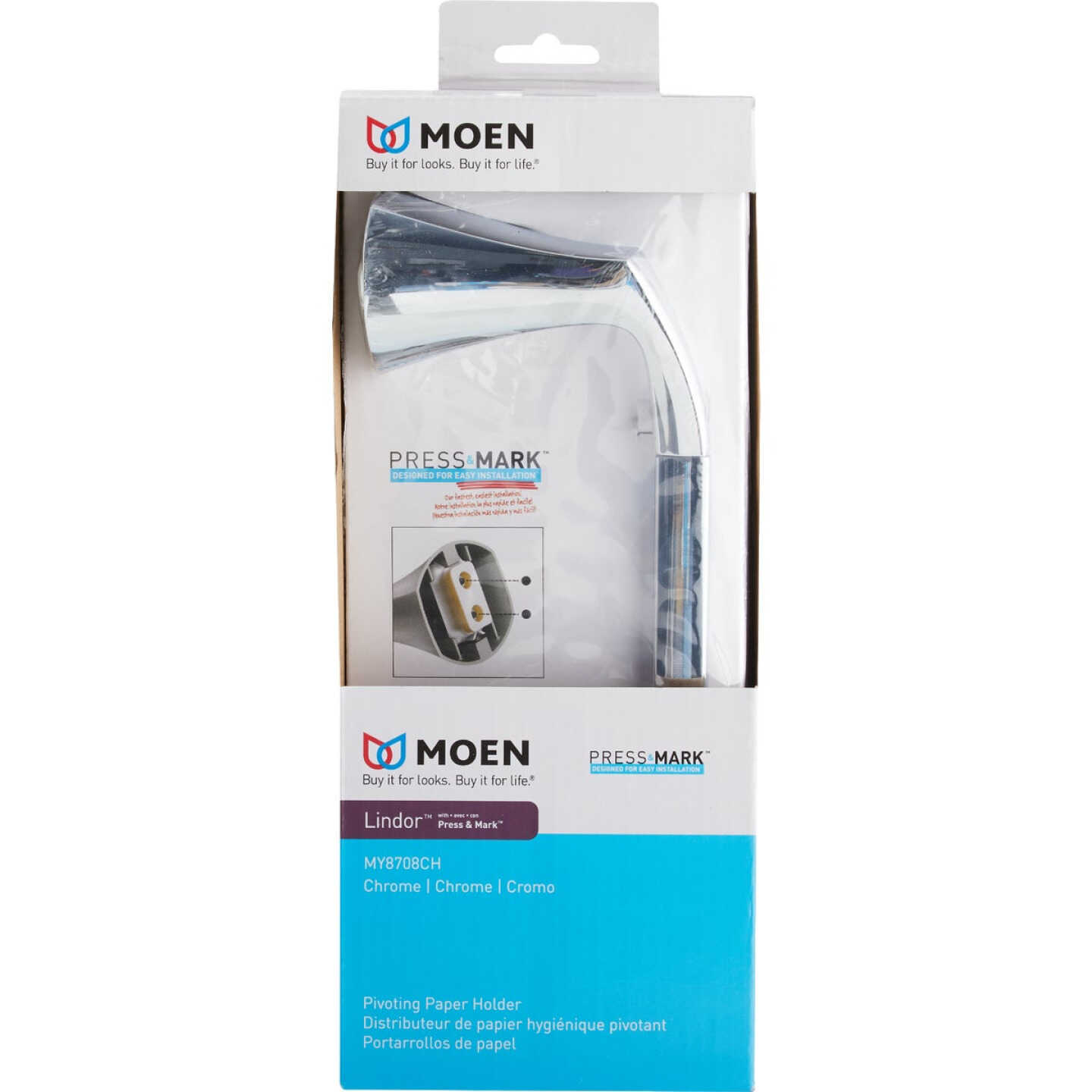 Moen Lindor Wall Mount Pivoting Toilet Paper Holder, Chrome Image 3