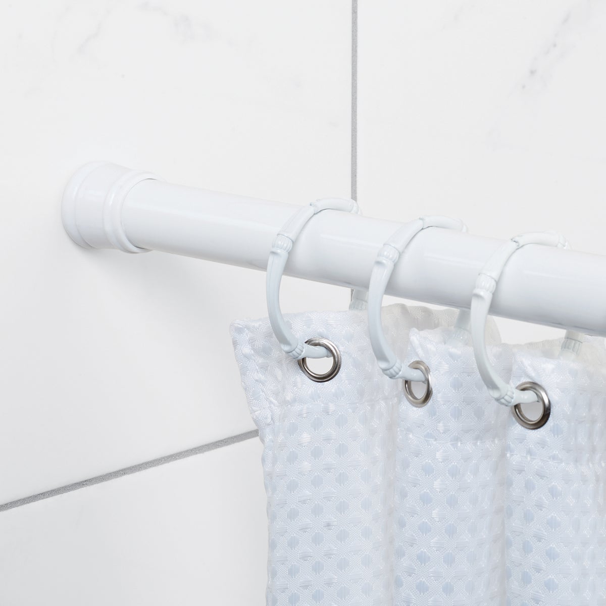 Zenith Zenna Home Straight 42 In. To 72 In. Adjustable Tension Shower Rod in White Image 2