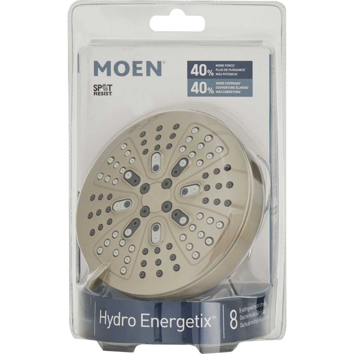 Moen Hydro Energetix Spot Resistant Brushed Nickel 8-function 4.75 In. Dia. Spray Head Fixed Shower Image 4