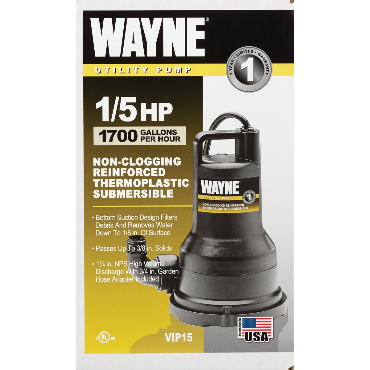 Wayne 1/3 HP Submersible Utility Pump Image 2
