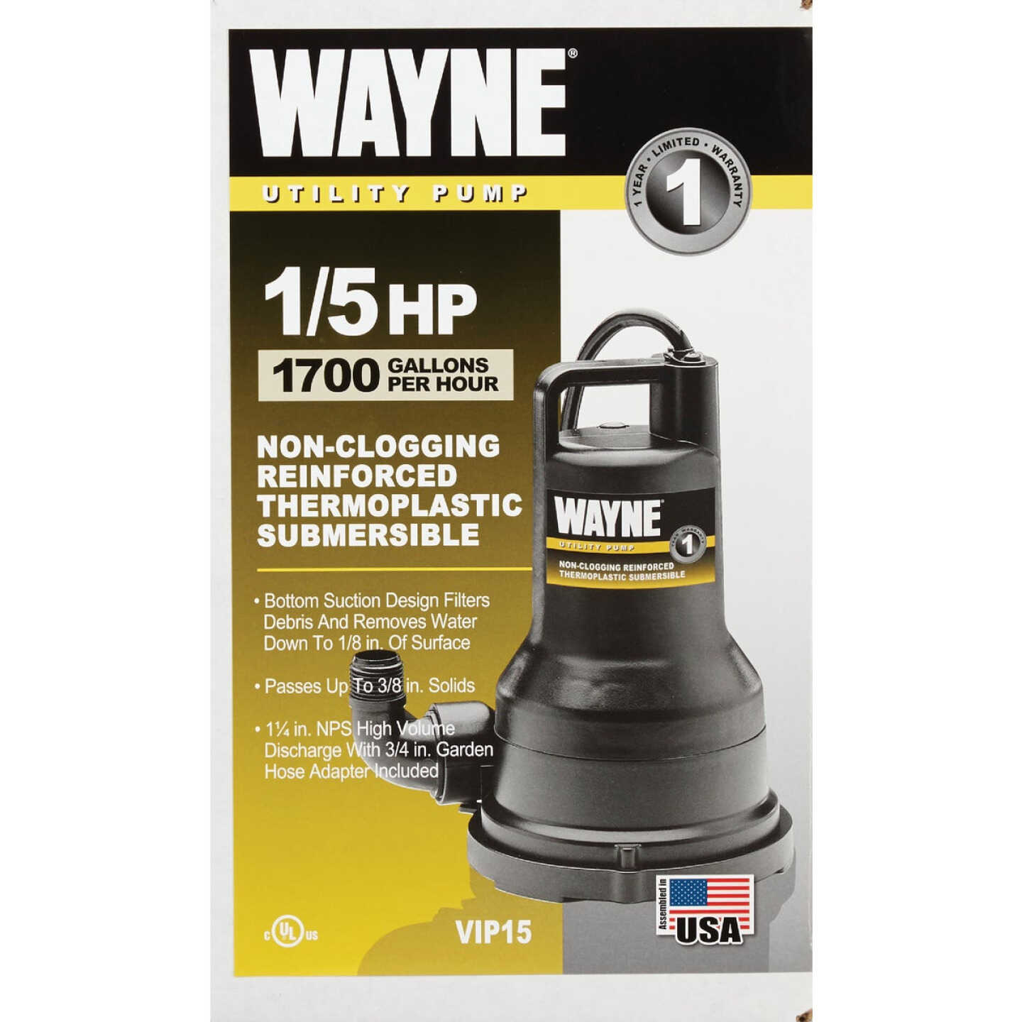 Wayne 1/3 HP Submersible Utility Pump Image 2