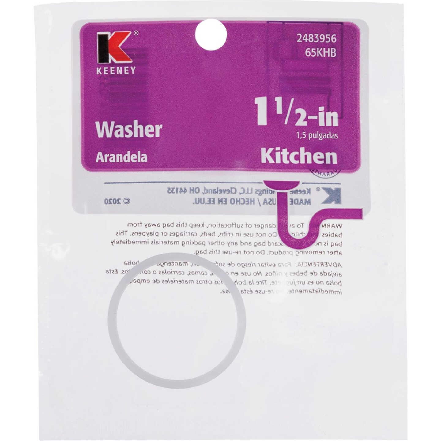 Keeney 1-1/2 In. Clear Poly Slip Joint Washer Image 3