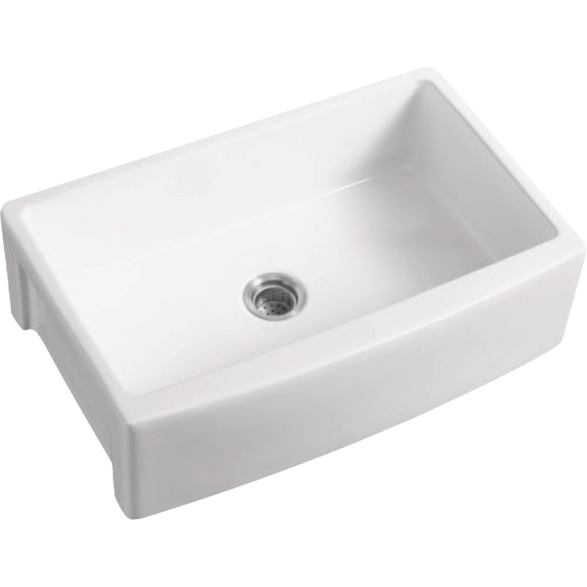 Compass Manufacturing Single Bowl 33 In. x 21 In. x 10 In. White Porcelain Undermount Curved Front Kitchen Farm Sink