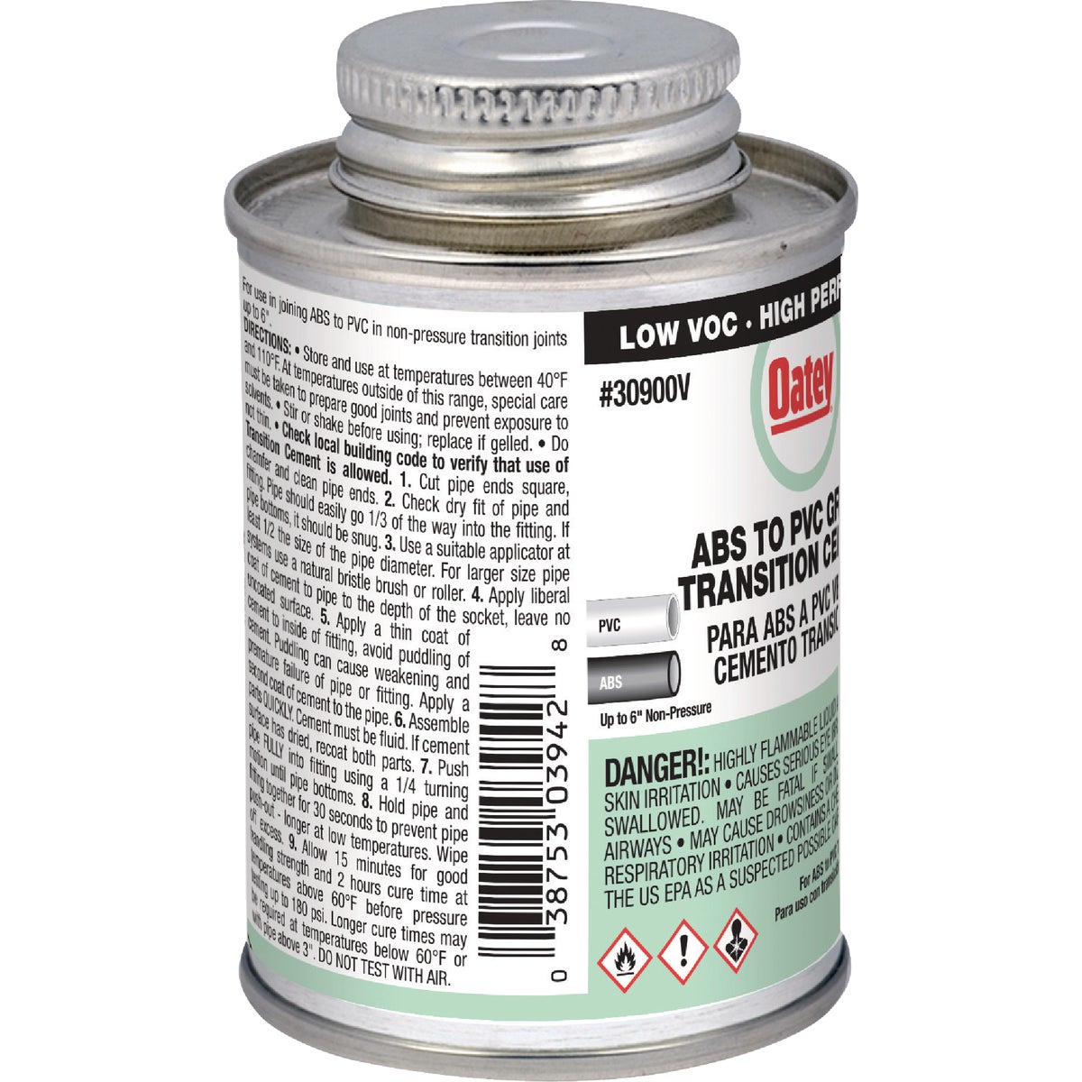 Oatey 4 Oz. Low Voc Medium Bodied ABS to PVC Green Transition PVC Cement Image 3