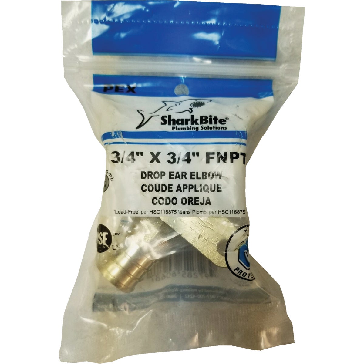 SharkBite 3/4 In. CF x 3/4 In. FPT Barbed 90 Deg. Drop Ear Brass Elbow (1/4 Bend) Image 2