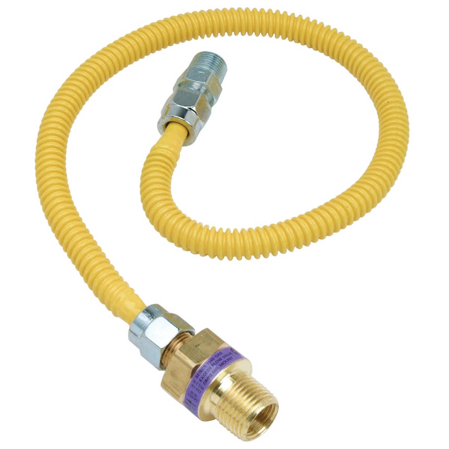 Dormont 3/8 In. OD x 24 In. Coated Stainless Steel Gas Connector, 3/8 In. MIP (Tapped 1/4 In. FIP) x 1/2 In. MIP SmartSense Image 1