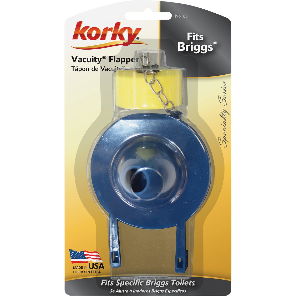 Korky Briggs Vacuity Toilets Rubber Flapper with Adjustable Float and Stainless Steel Chain Image 3