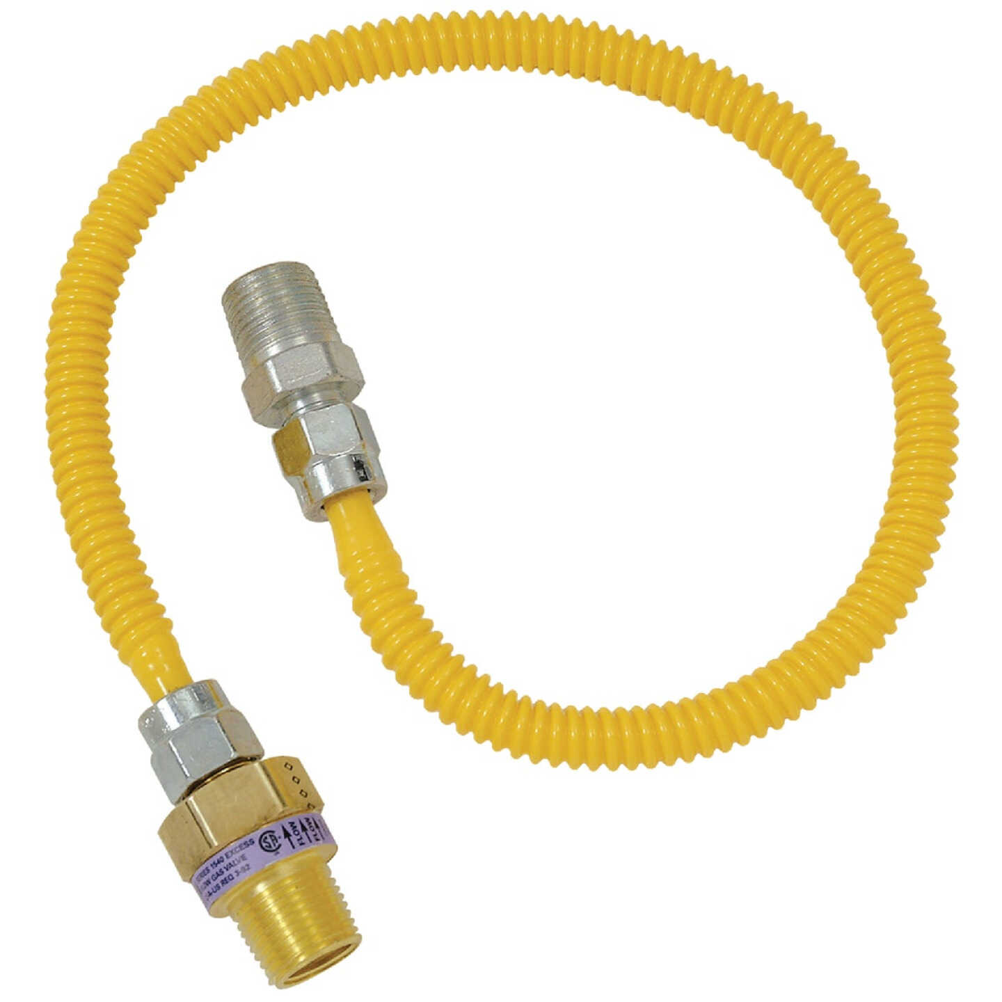 Dormont 3/8 In. OD x 24 In. Coated Stainless Steel Gas Connector, 1/2 In. MIP (Tapped 3/8 In. FIP) x 1/2 In. MIP SmartSense Image 1