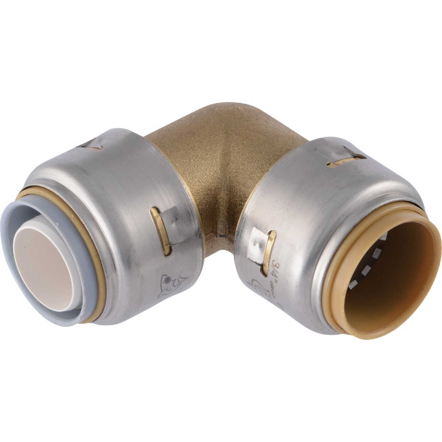 SharkBite 3/4 In. CTS x 3/4 In. Polybutylene 90 Deg. Push-to-Connect Conversion Brass Elbow Image 1