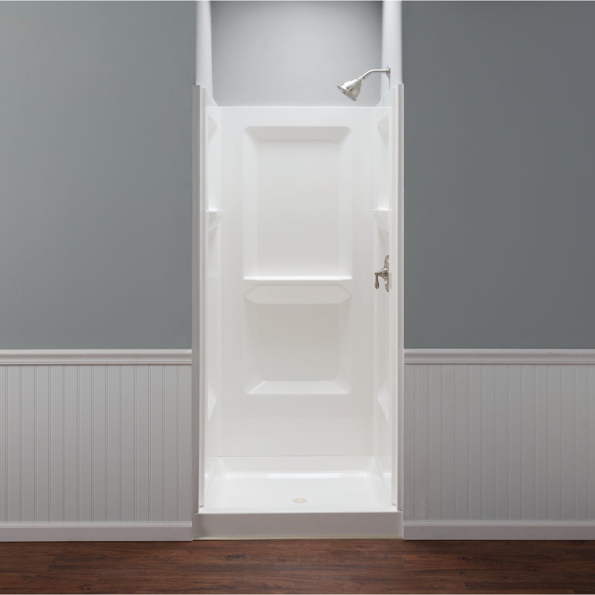 Mustee Durawall 36 In. x 73.25 In. x 36 In. Alcove Shower Wall Set in White (3-Piece)