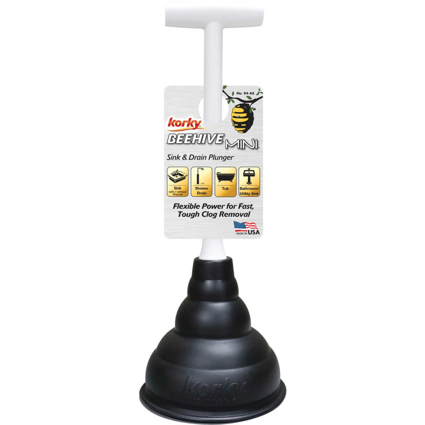 Korky BEEHIVE 5-1/2 In. Mini Sink & Drain Plunger Image 1