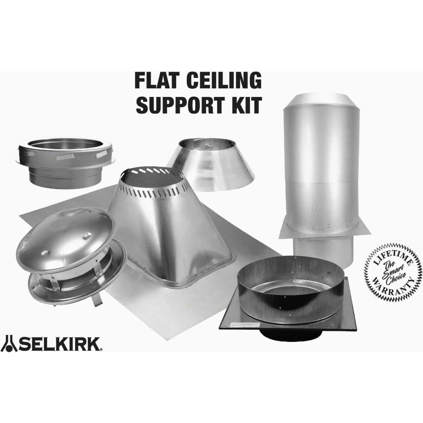 SELKIRK Sure-Temp 6 In. Stainless Steel Flat Ceiling Chimney Support Kit Image 2