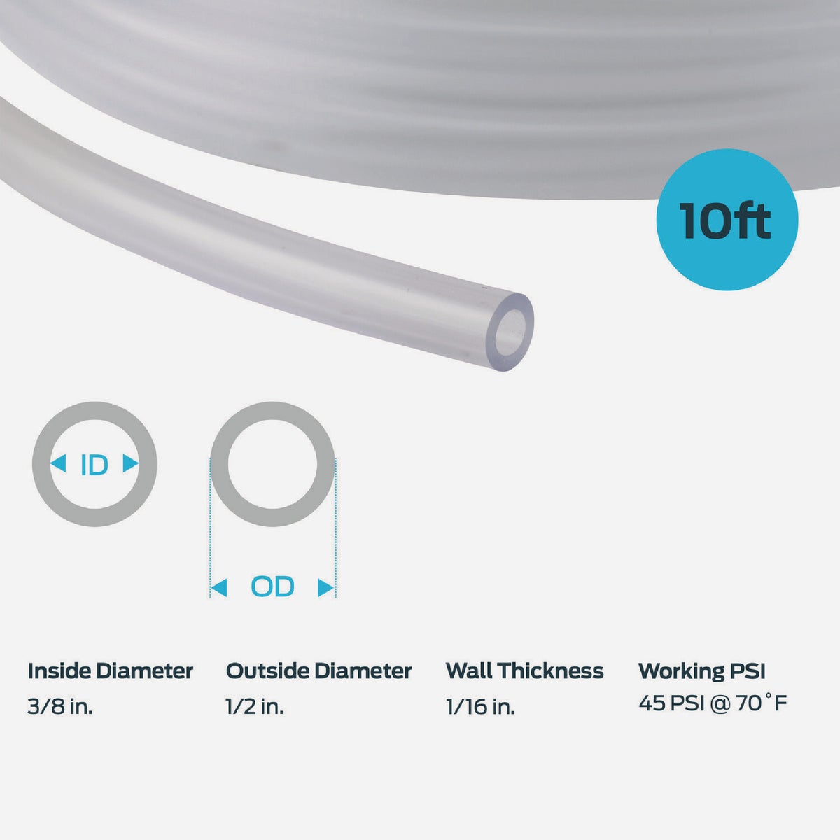 Eastman EZ-Flo 10 Ft. Clear Vinyl Tubing 3/8 In. ID x 1/2 In. OD Image 5