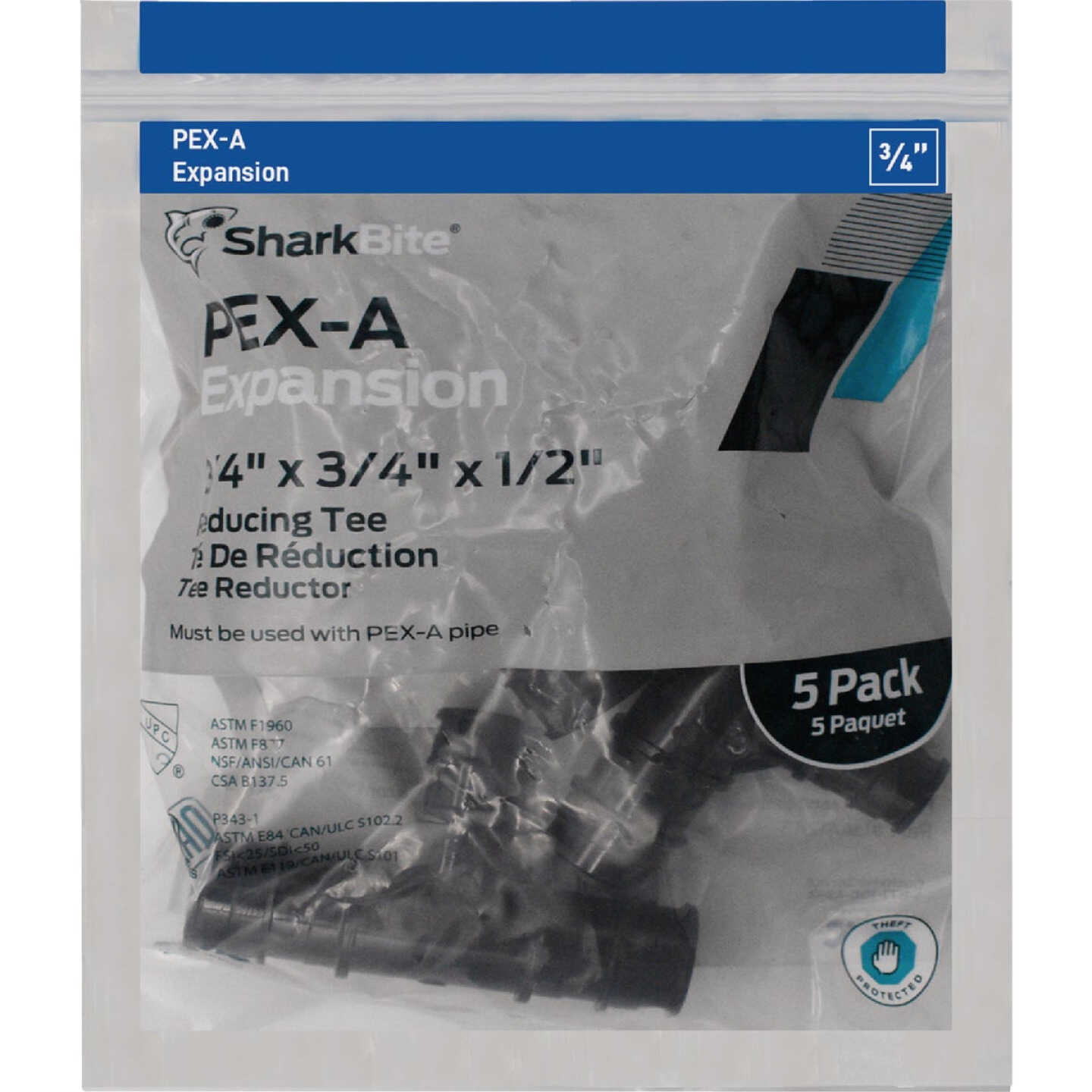 SharkBite 3/4 In. x 3/4 In. x 1/2 In. Poly Reducing PEX-A Tee (5-Pack) Image 2
