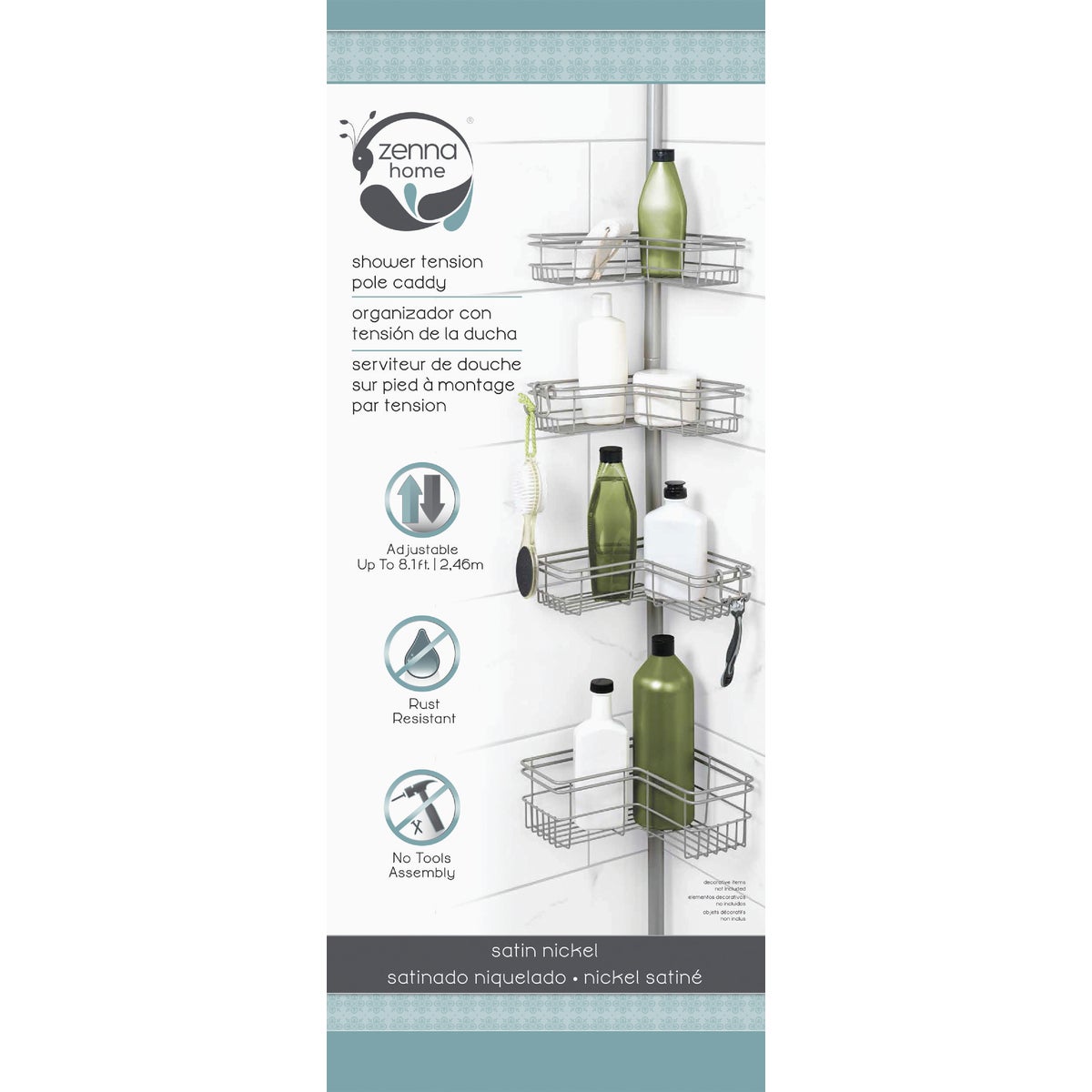 Zenith Zenna Home Metal 12 In. x 97 In. Shower Caddy Image 8