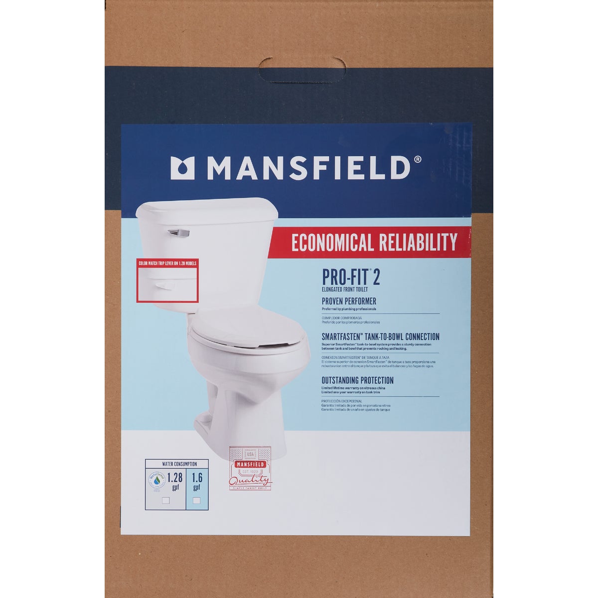 Mansfield Pro-Fit 2 White Elongated Bowl 1.6 GPF Toilet Kit Image 3