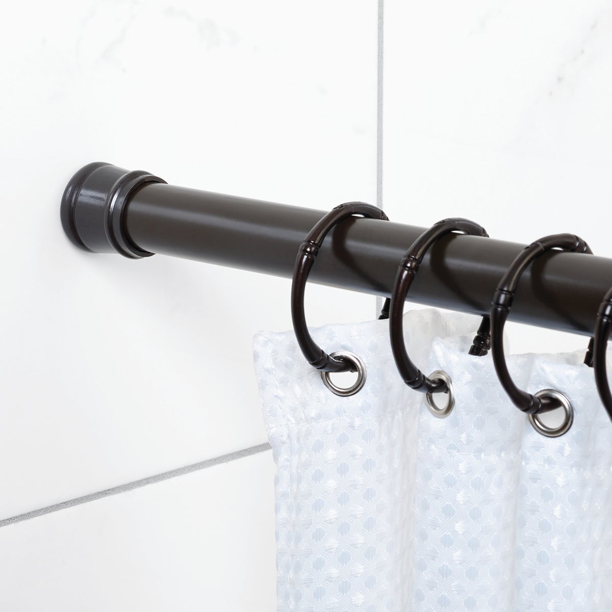 Zenith Zenna Home Straight 41 In. To 72 In. Adjustable Tension Shower Rod in Oil Rubbed Bronze Image 2