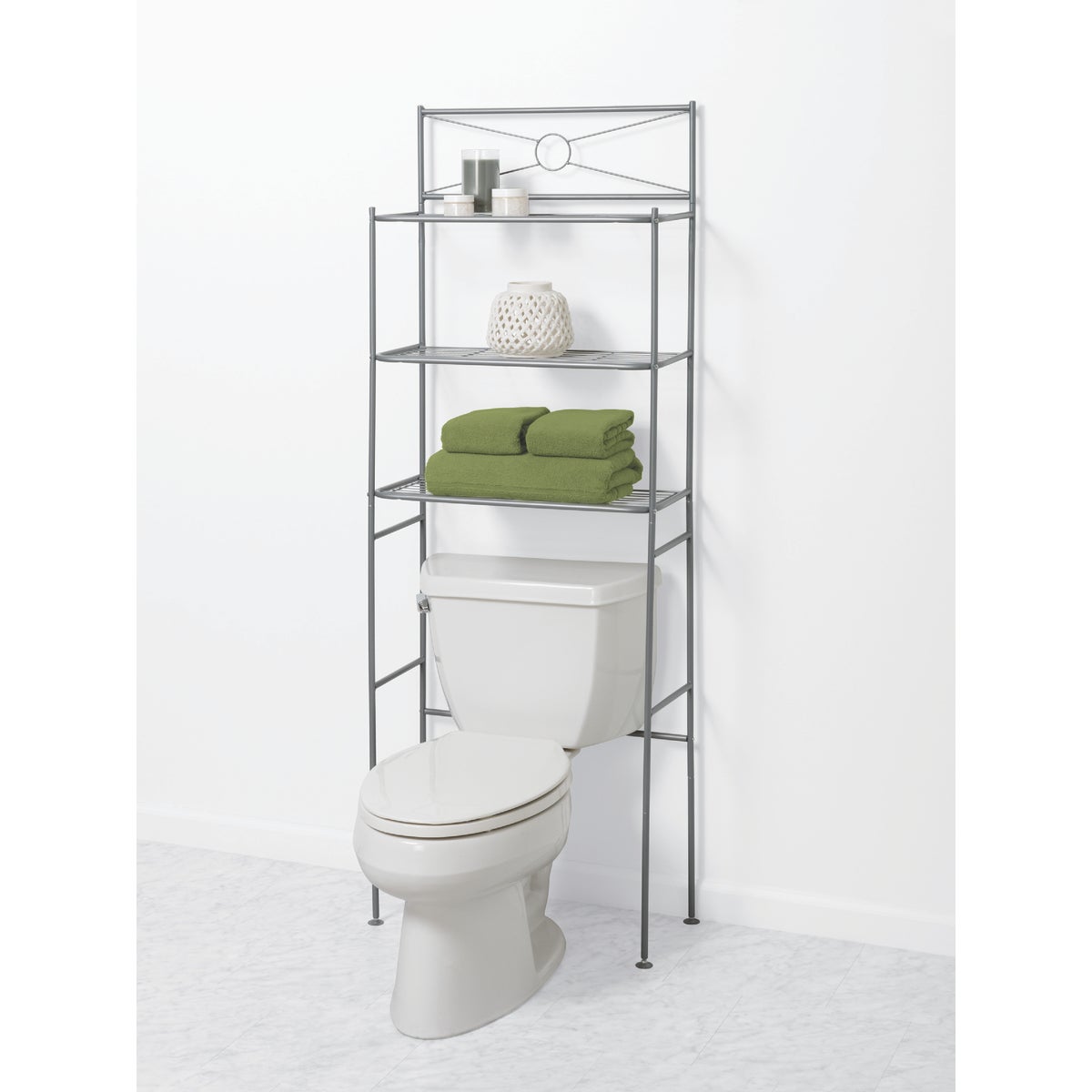 Zenith Zenna Home Spacesaver Satin Nickel Over-the-Toilet Shelf Cabinet, 3 Shelf Image 2