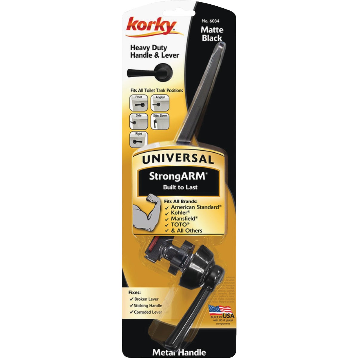 Korky StrongARM Universal Matte Black Tank Lever with Simple Handle Image 6