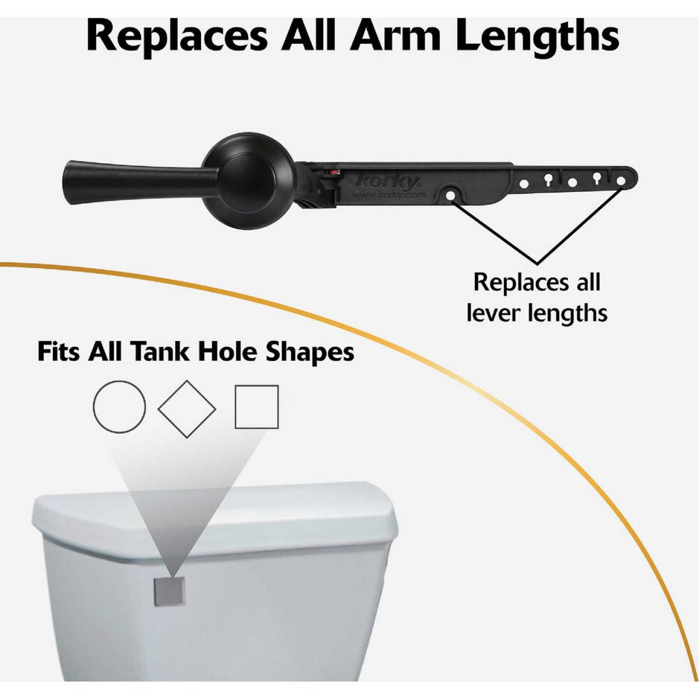 Korky StrongARM Universal Matte Black Tank Lever with Simple Handle Image 3