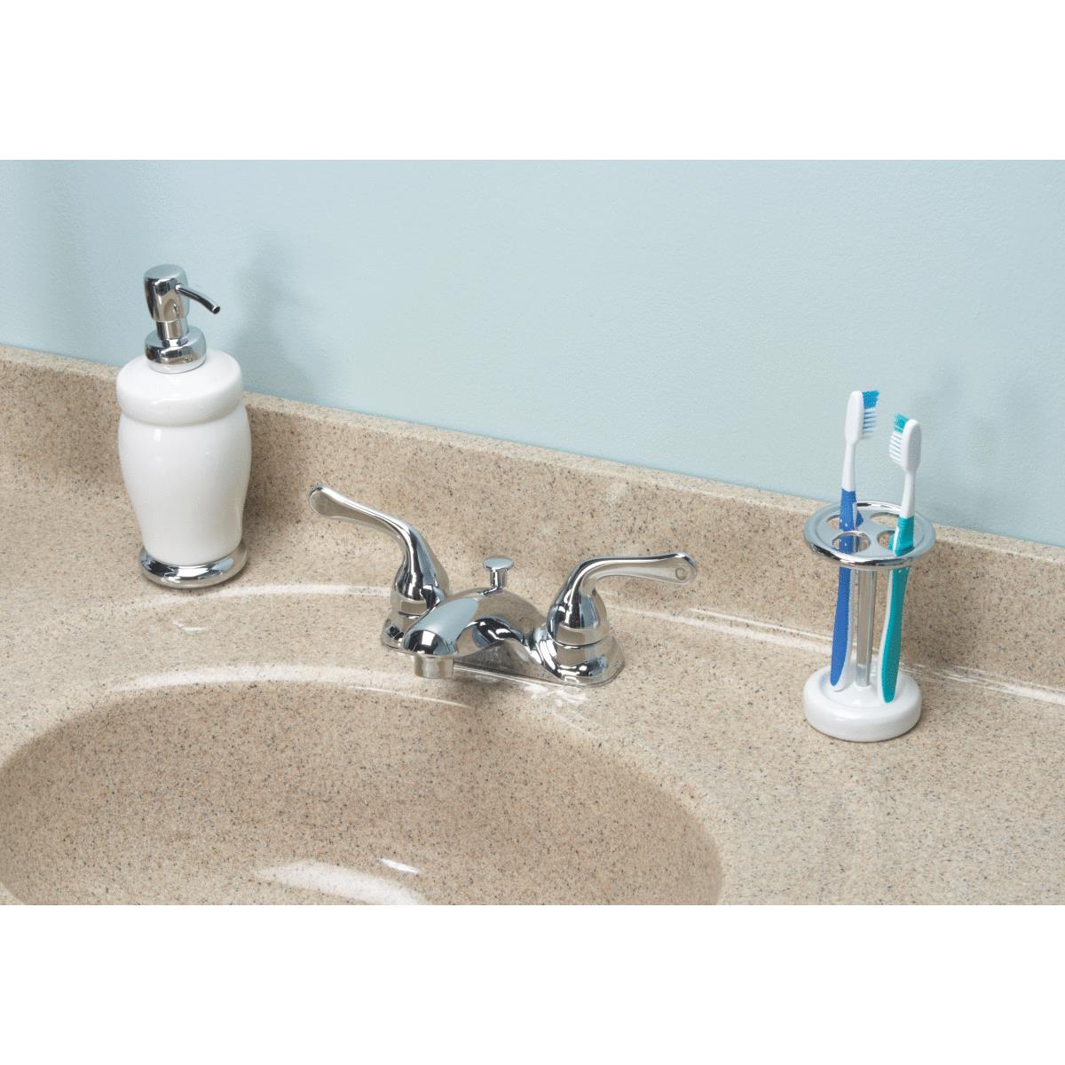 Home Impressions 4 In. Centerset 2-Handle Chrome Bathroom Faucet With Pop-Up